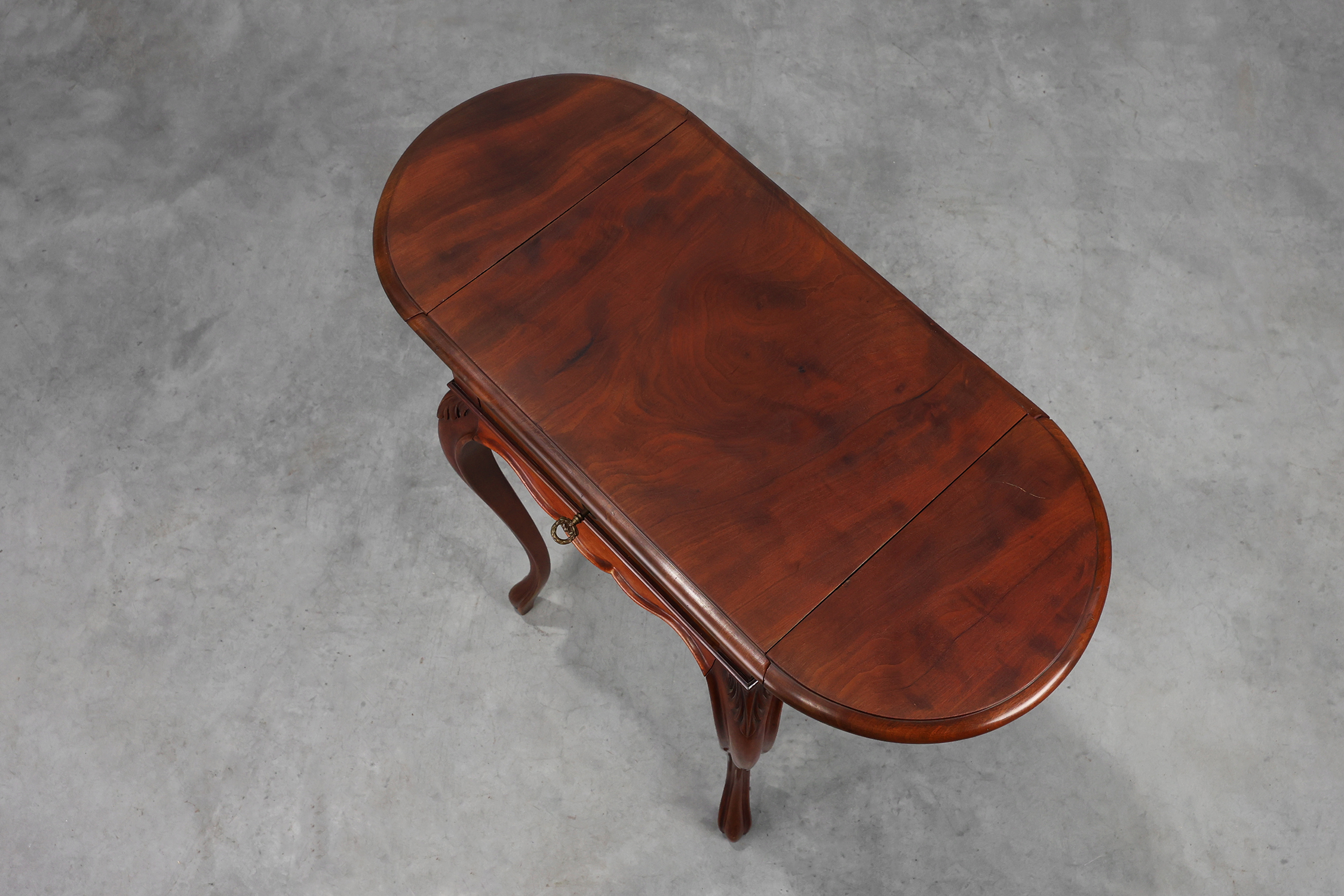 Late 19th‑Century French Louis XV Style Walnut Side Table with Drawer and Side Leavesthumbnail